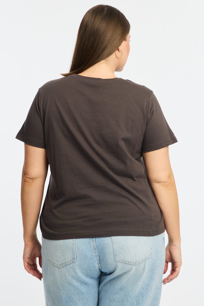 Grey Graphic T-shirt Short Sleeve Crew Neck