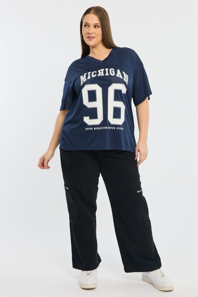 Blue Sport Tee Short Sleeve V-neck