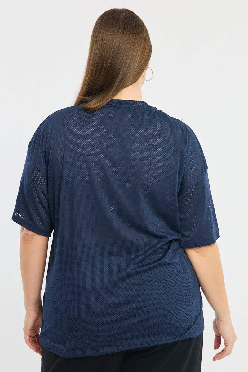 Blue Sport Tee Short Sleeve V-neck