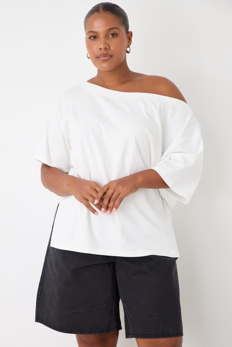 White Off Shoulder T-shirt Short Sleeve