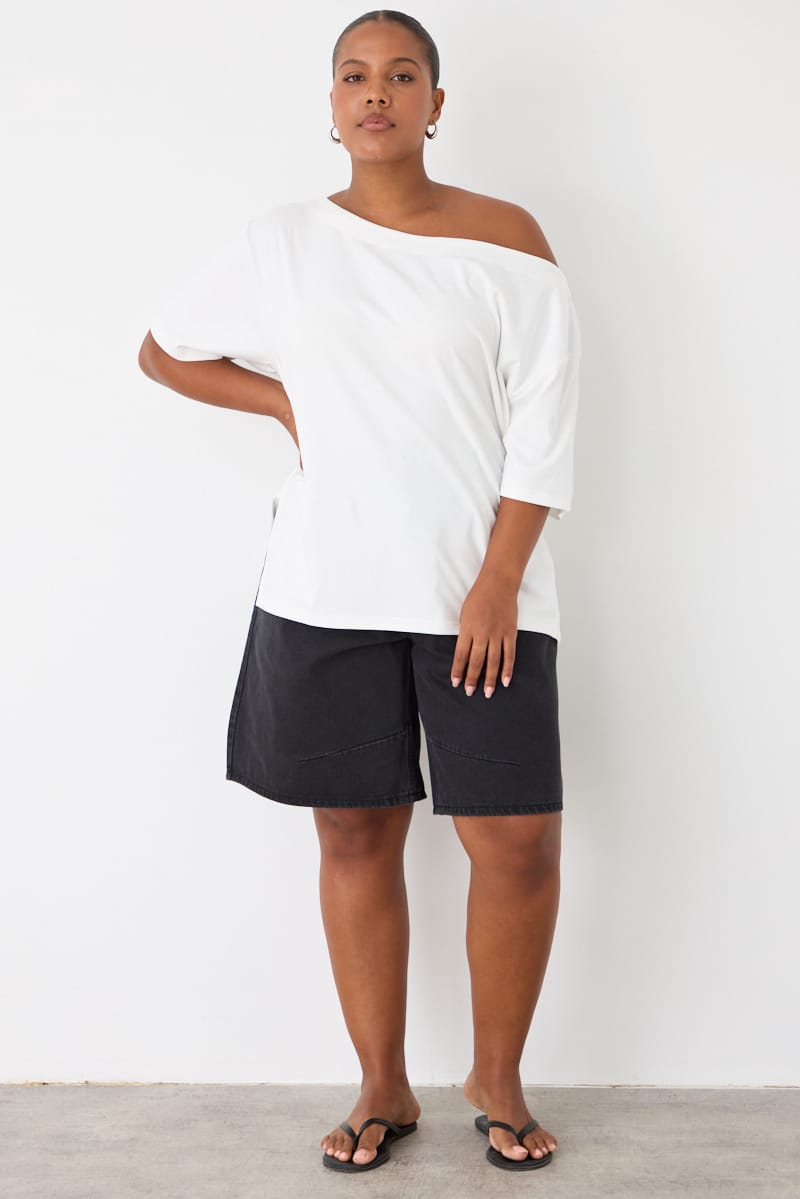 White Off Shoulder T-shirt Short Sleeve