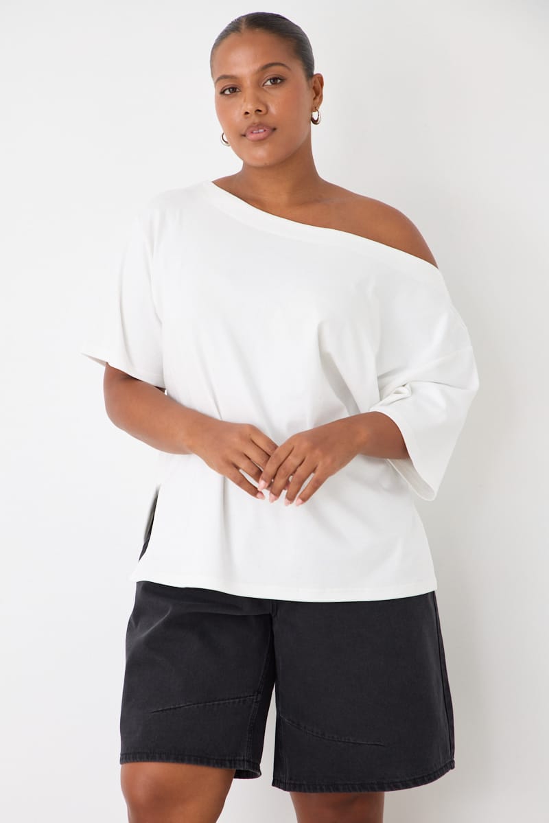 White Off Shoulder T-shirt Short Sleeve