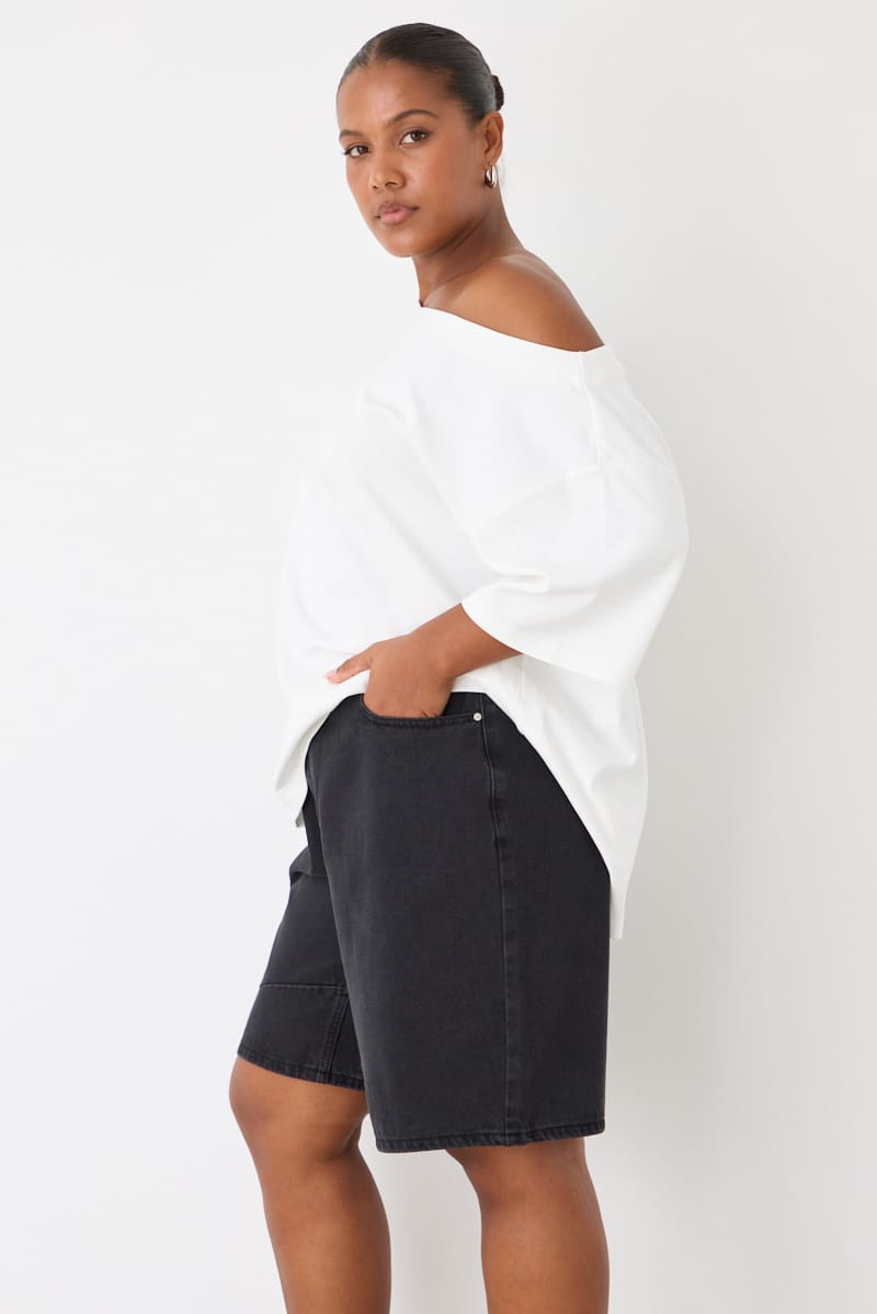 White Off Shoulder T-shirt Short Sleeve