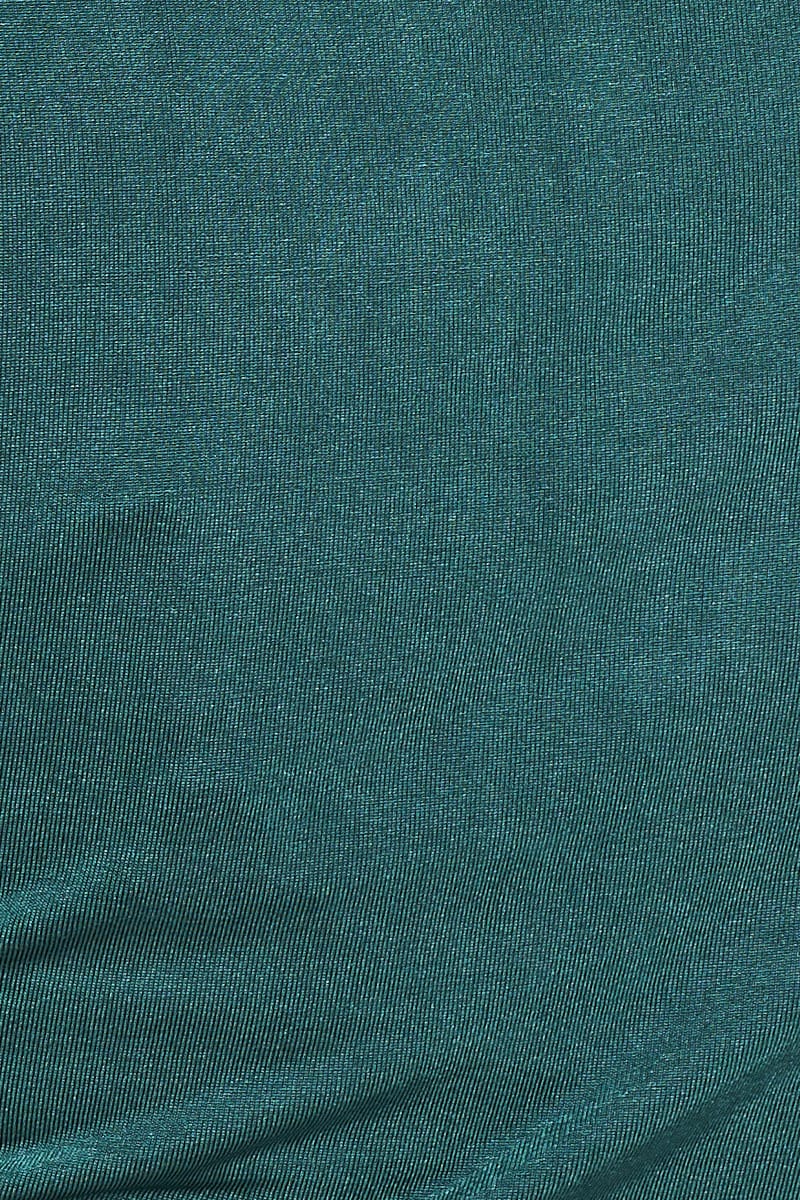 Green Short Flare Sleeve Front Tie Crop Top
