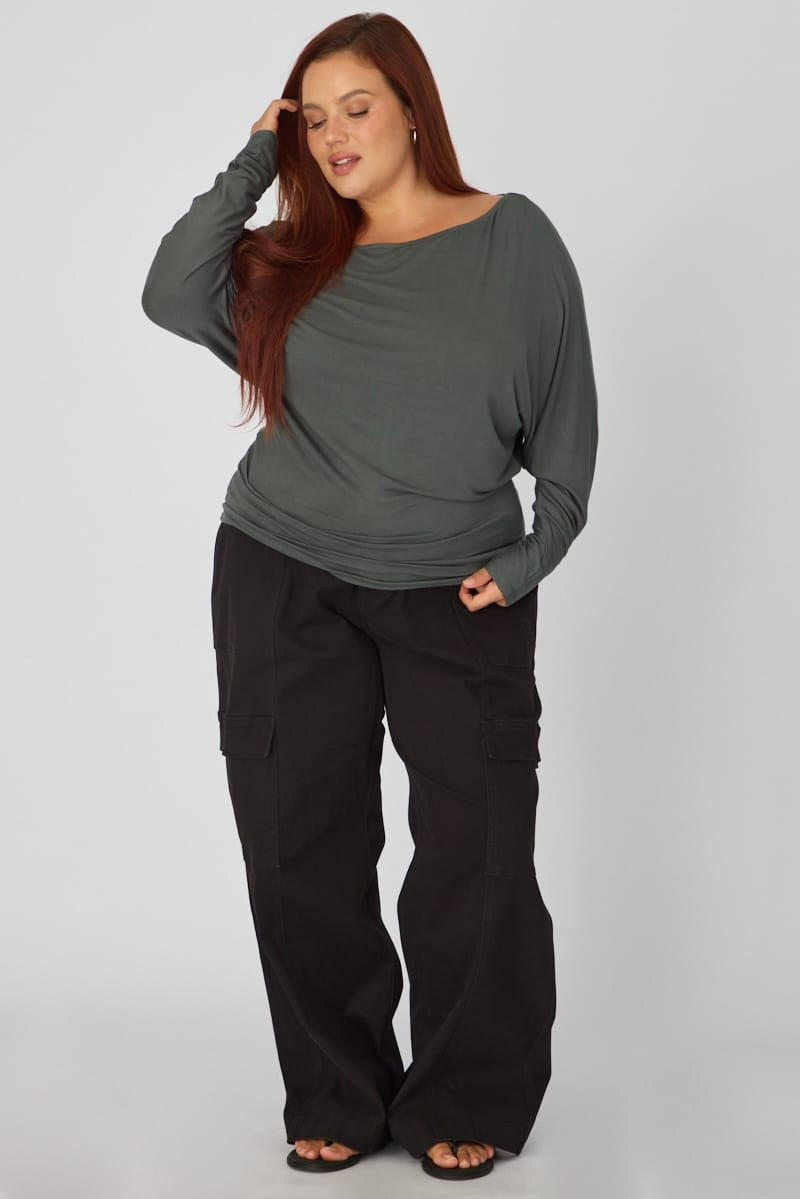 Green Batwing Top Long Sleeve