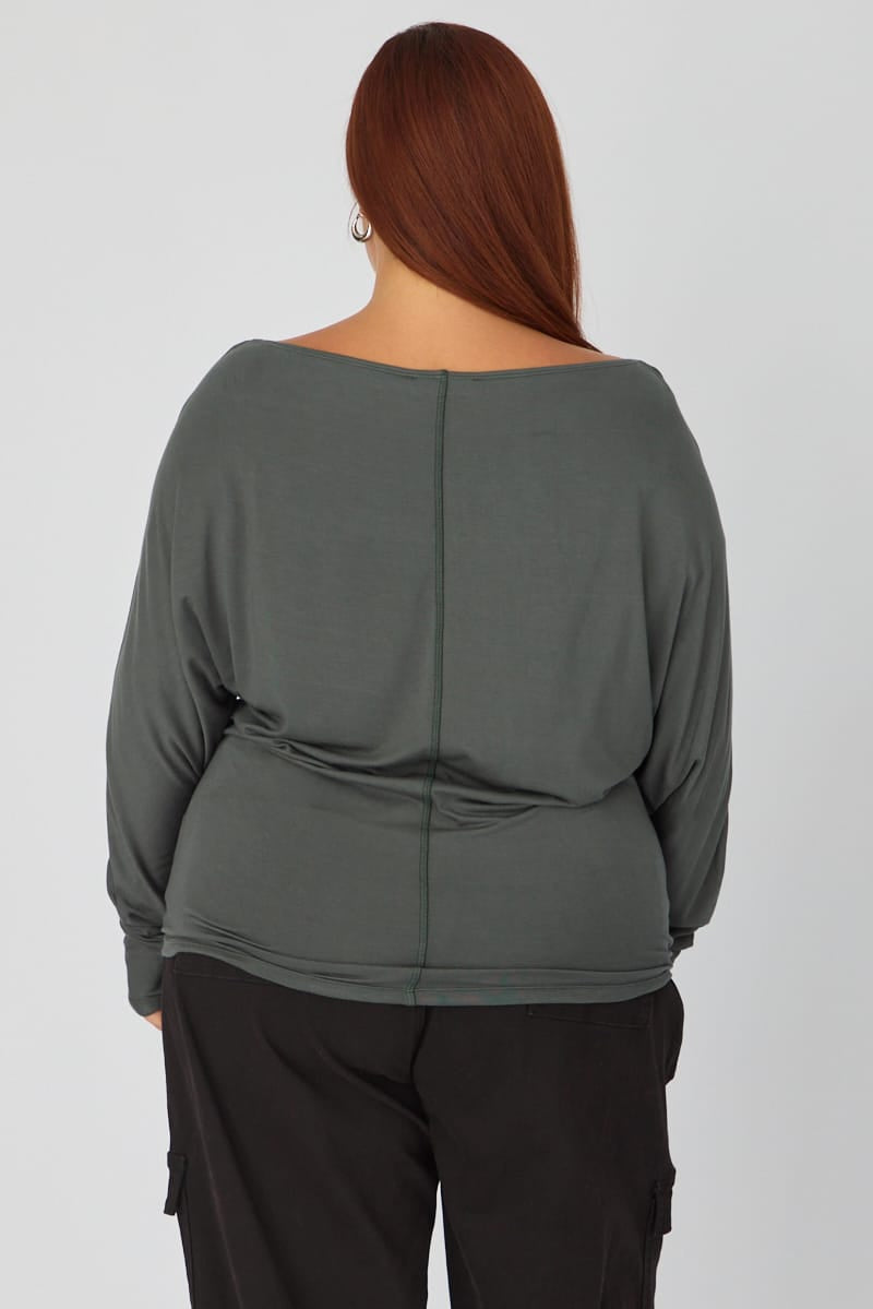 Green Batwing Top Long Sleeve