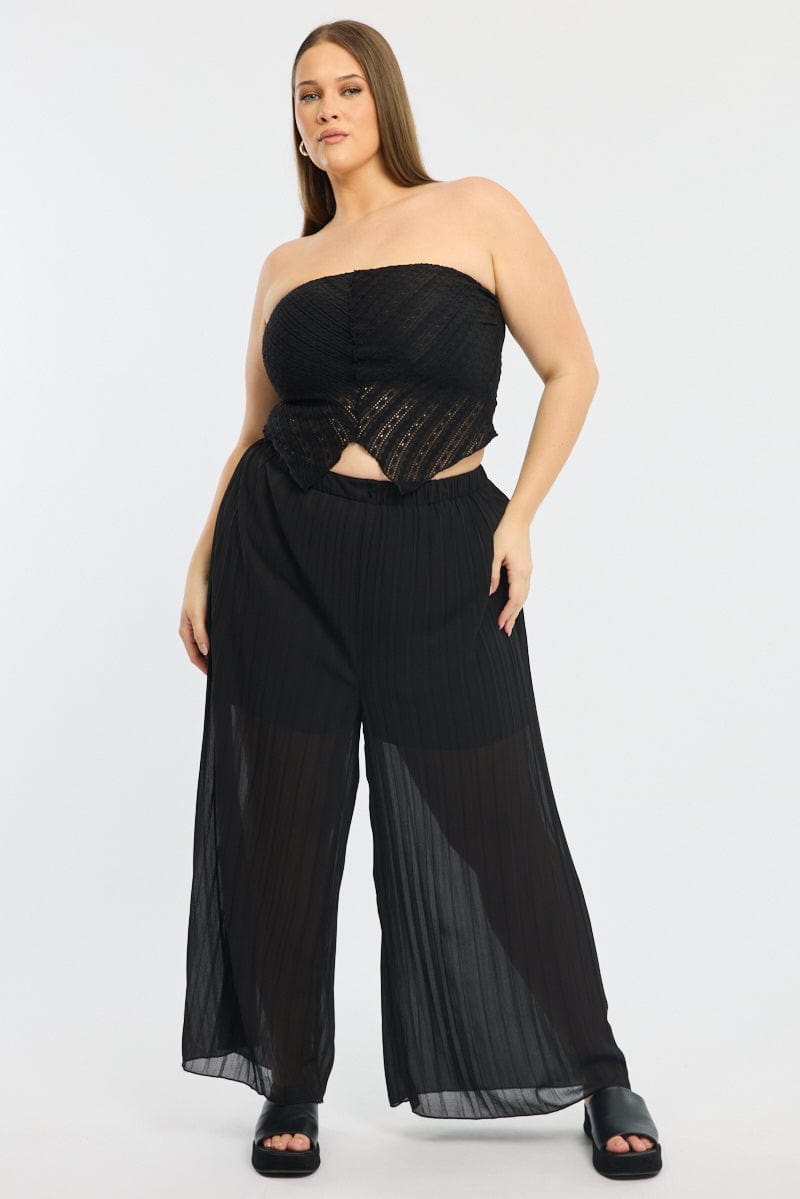 Black Bandeau Top V Hem
