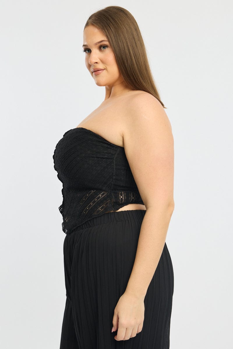 Black Bandeau Top V Hem