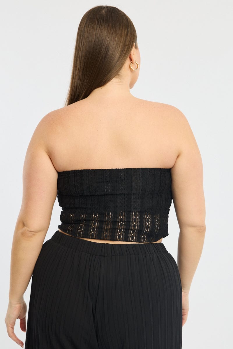 Black Bandeau Top V Hem