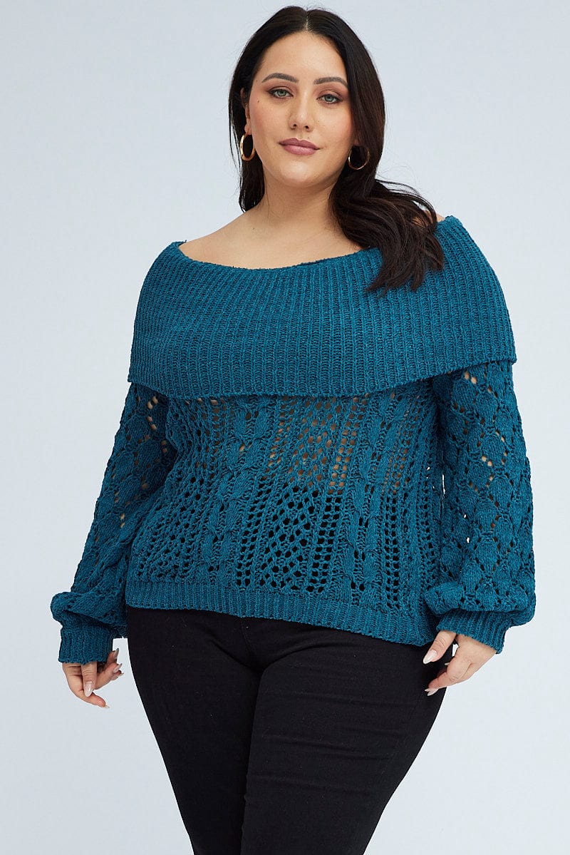 Teal Boho Off Shoulder Knit for You and All Fashion