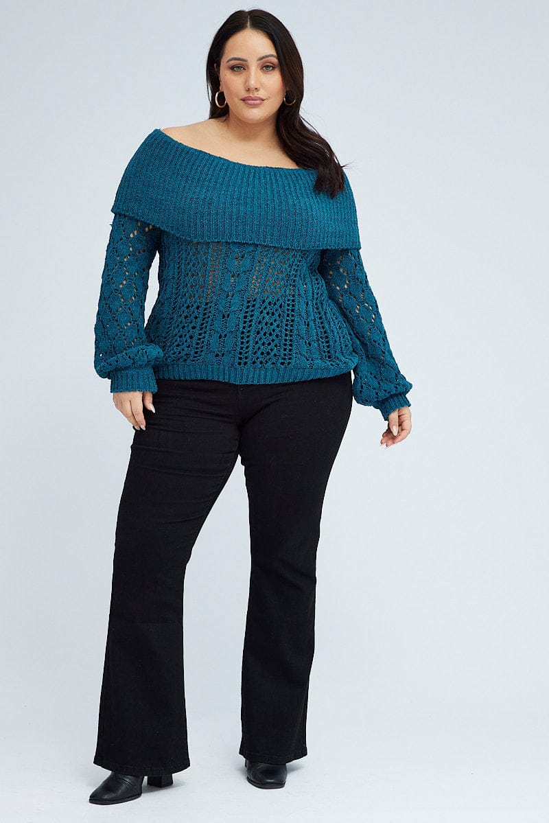 Teal Boho Off Shoulder Knit for You and All Fashion