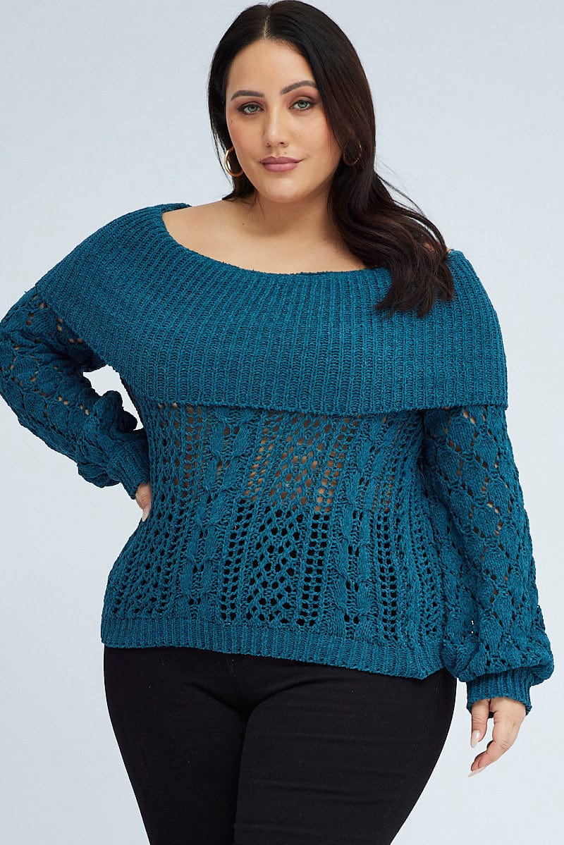 Teal Boho Off Shoulder Knit for You and All Fashion