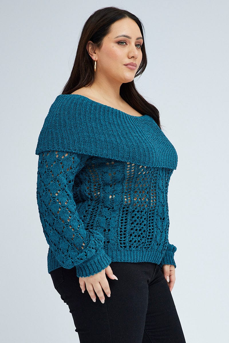 Teal Boho Off Shoulder Knit for You and All Fashion