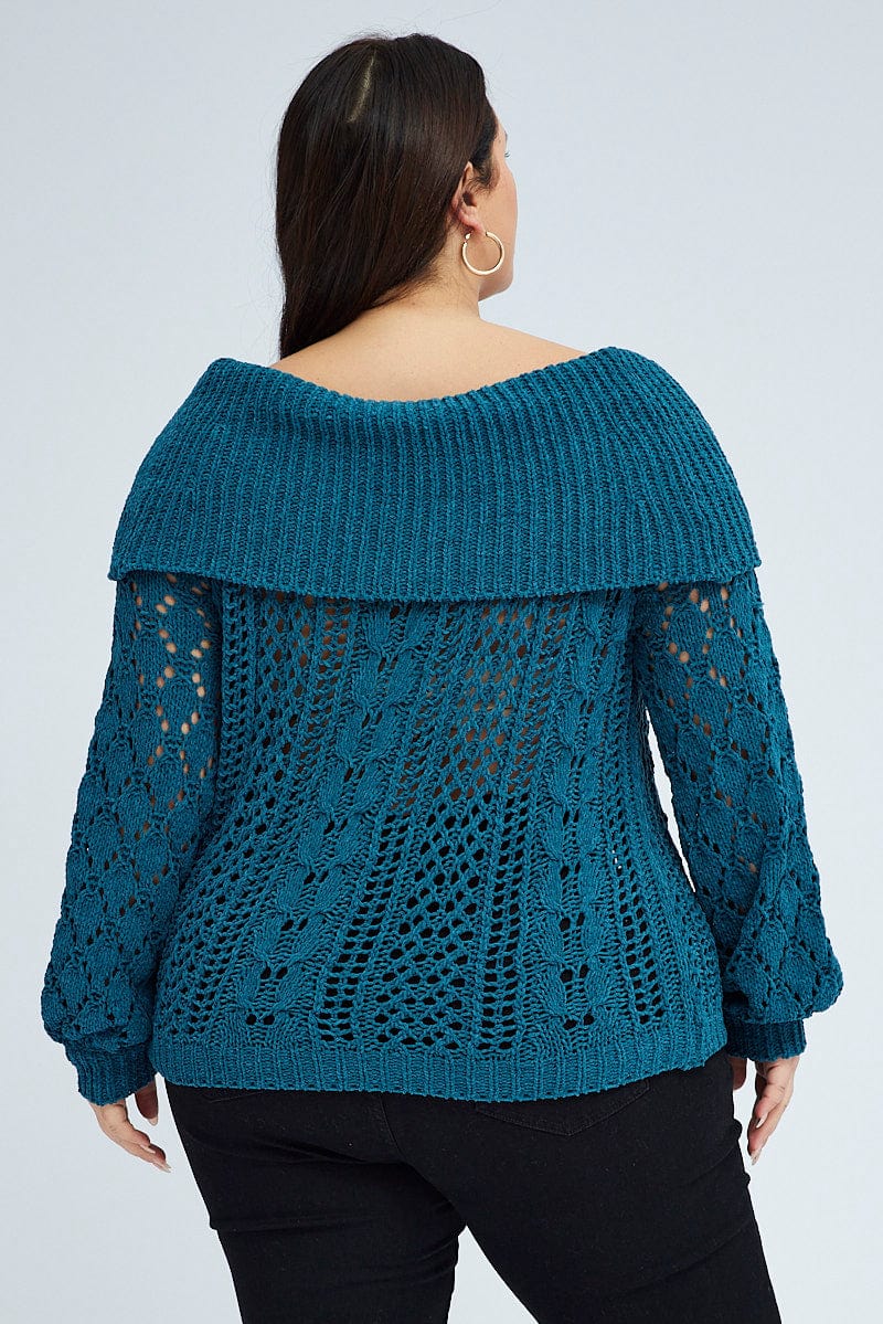 Teal Boho Off Shoulder Knit for You and All Fashion