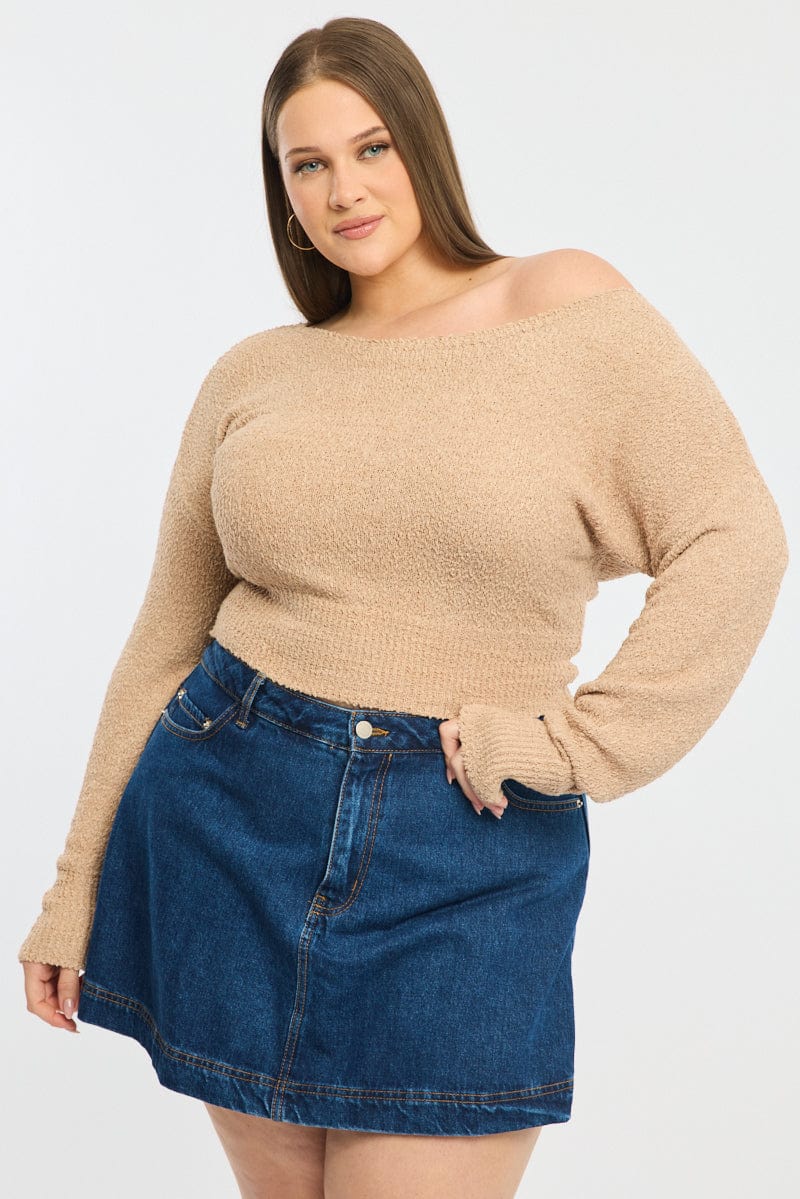 Beige One Shoulder Jumper