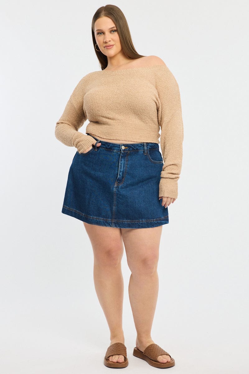Beige One Shoulder Jumper