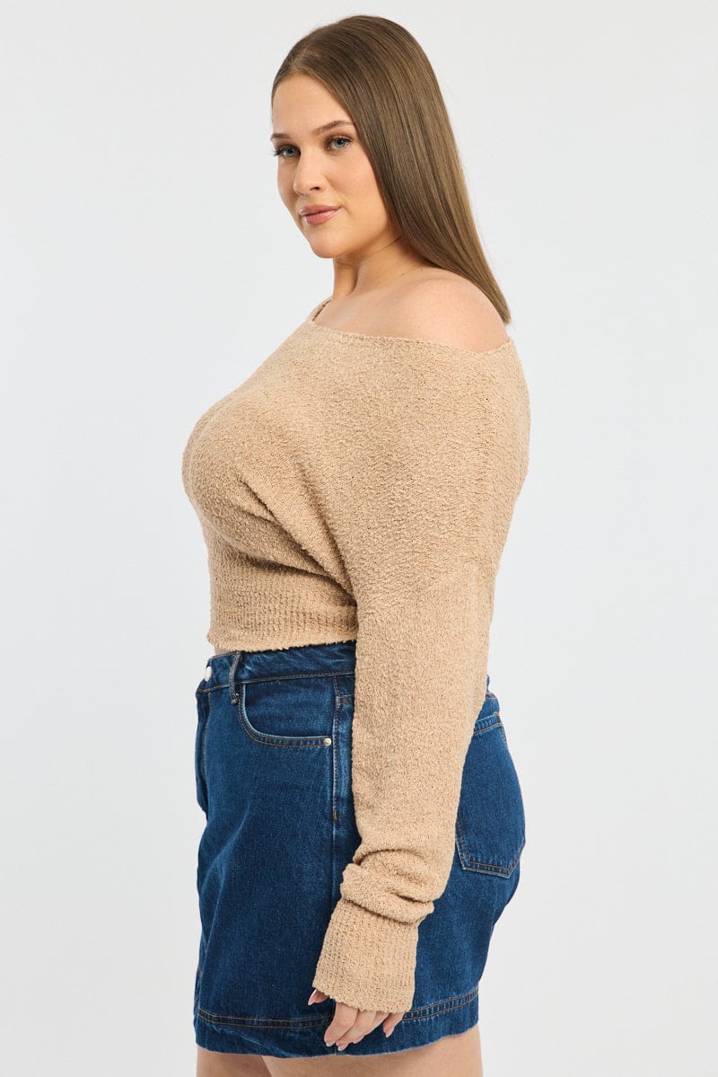 Beige One Shoulder Jumper