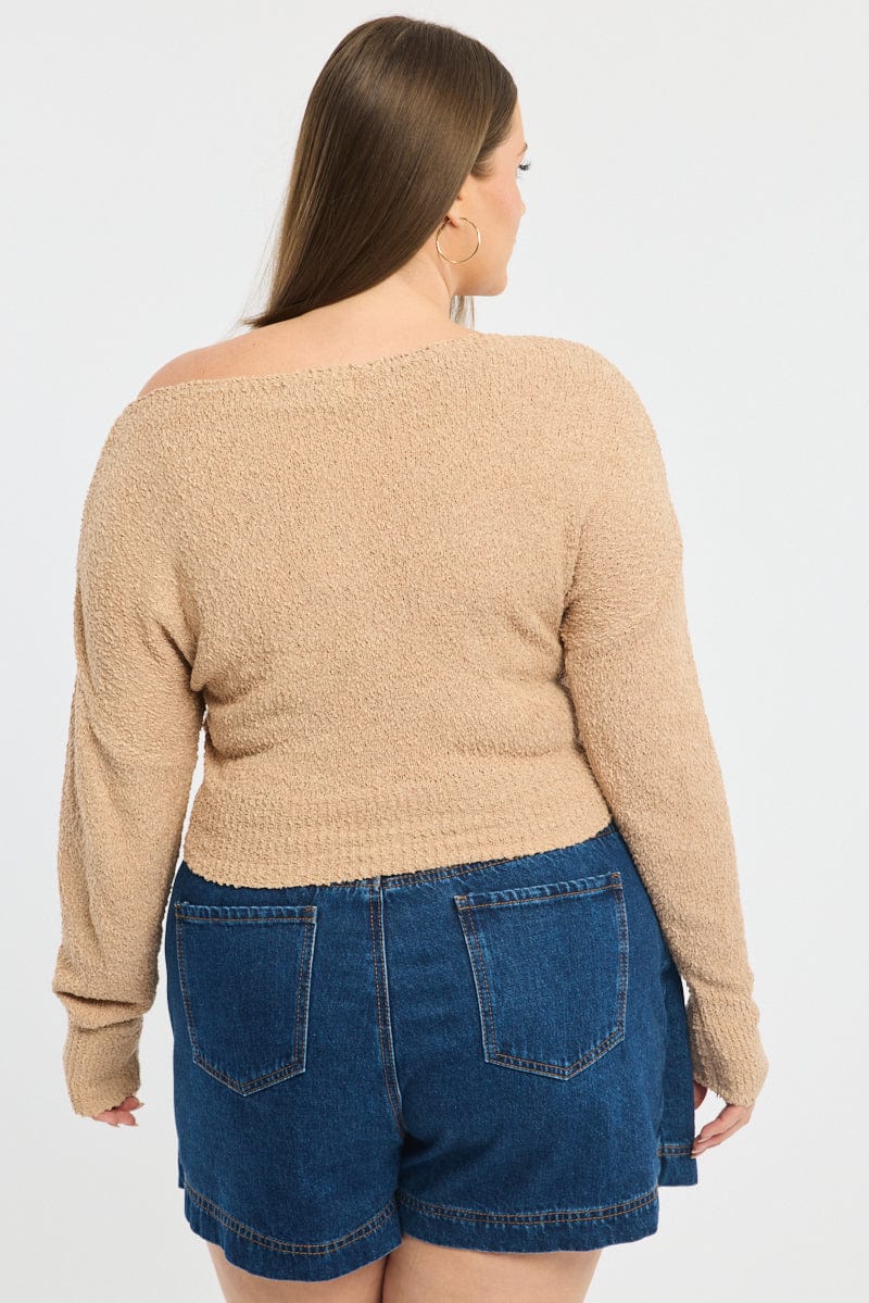 Beige One Shoulder Jumper