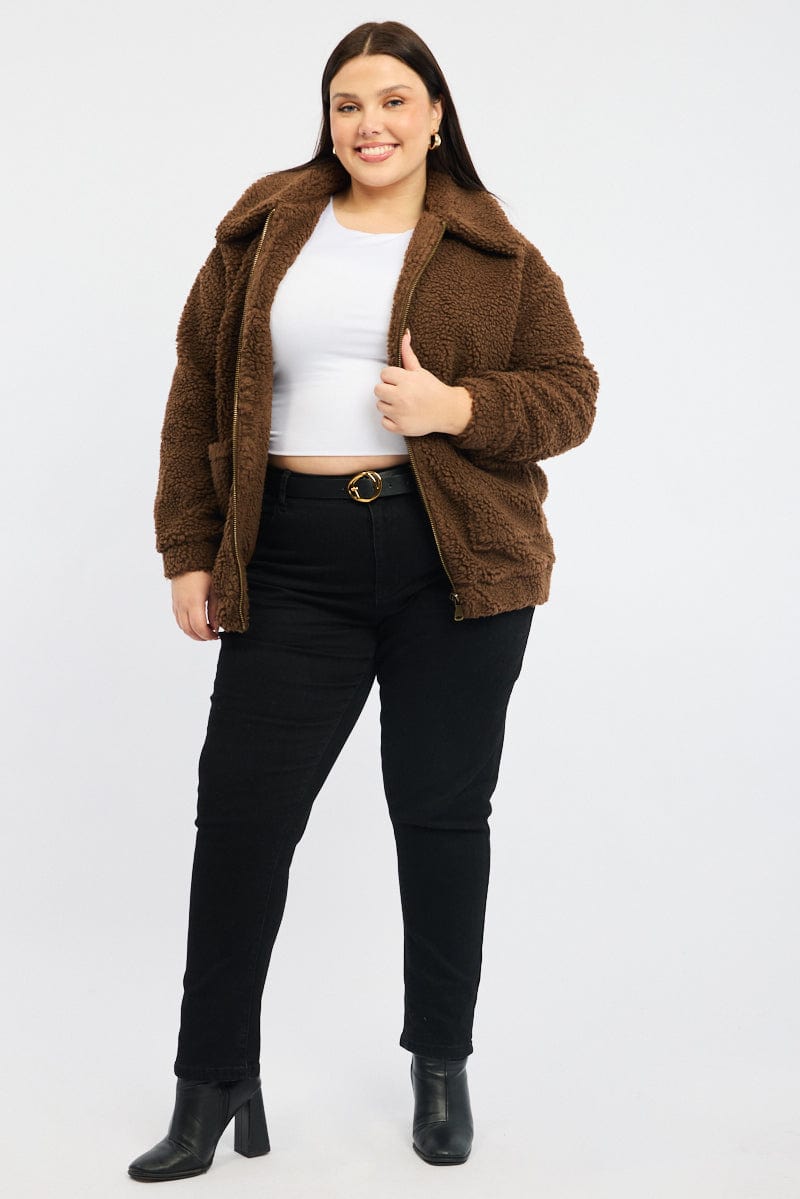 Brown Teddy Zip Jacket