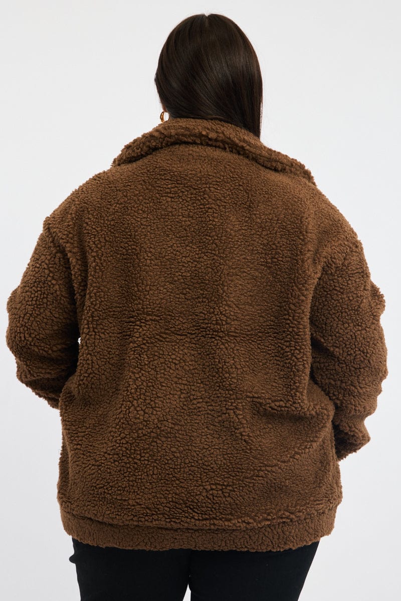 Brown Teddy Zip Jacket