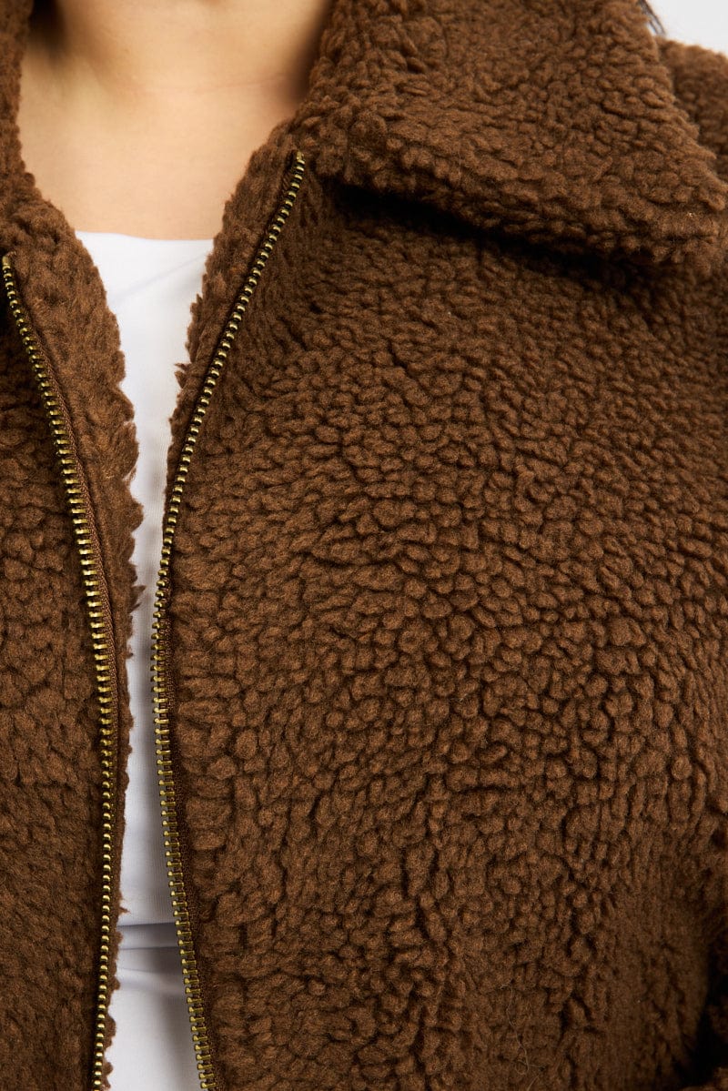 Brown Teddy Zip Jacket