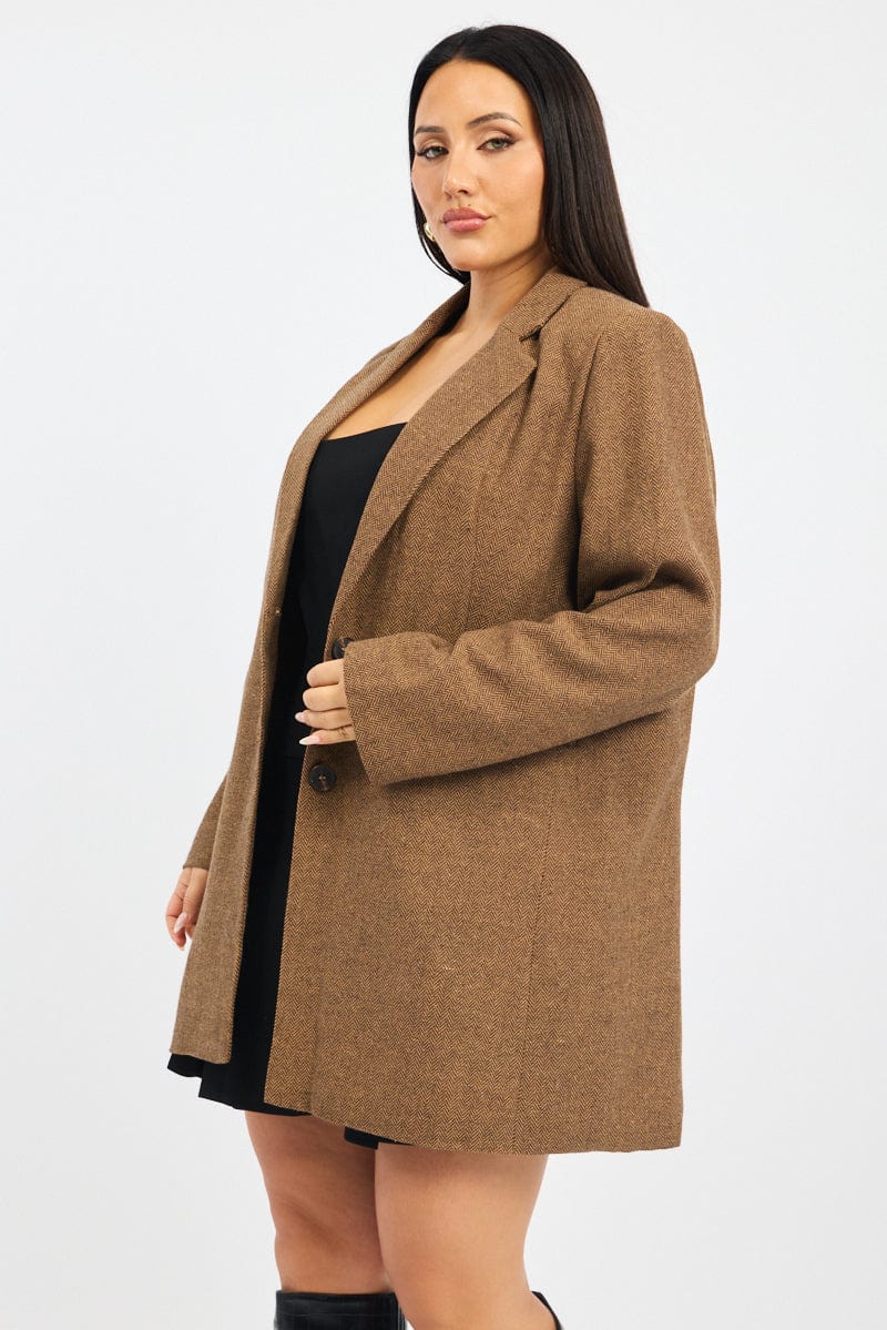 Brown Oversized Single Breasted Longline Coat
