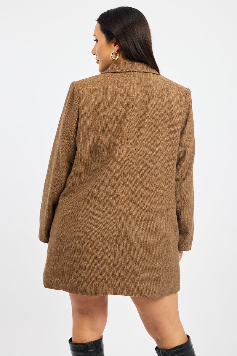 Brown Oversized Single Breasted Longline Coat
