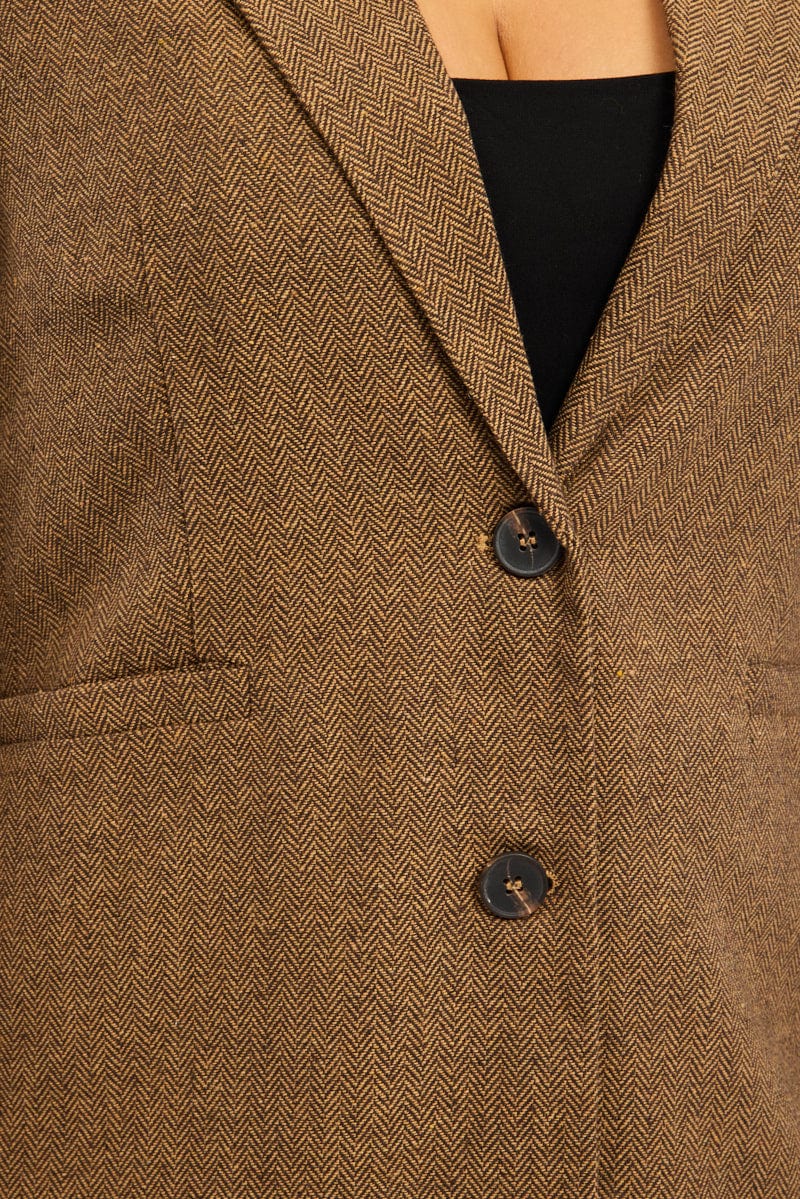 Brown Oversized Single Breasted Longline Coat