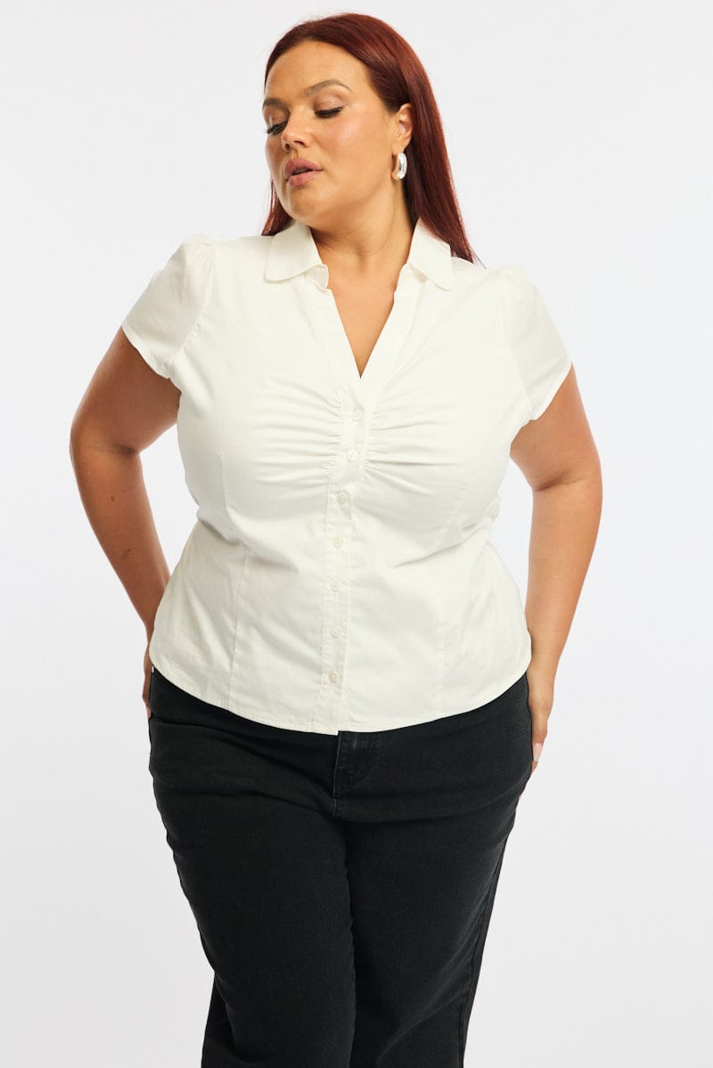 White Fitted Shirt Short Sleeve