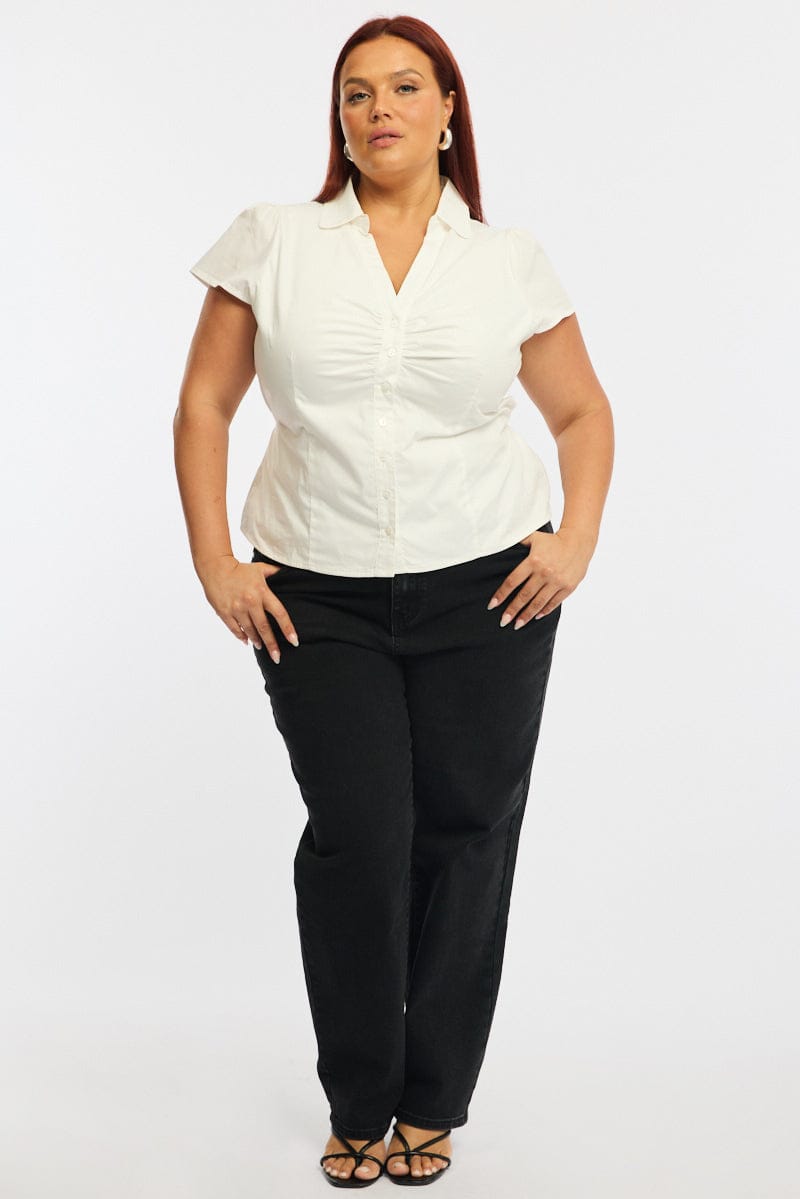 White Fitted Shirt Short Sleeve