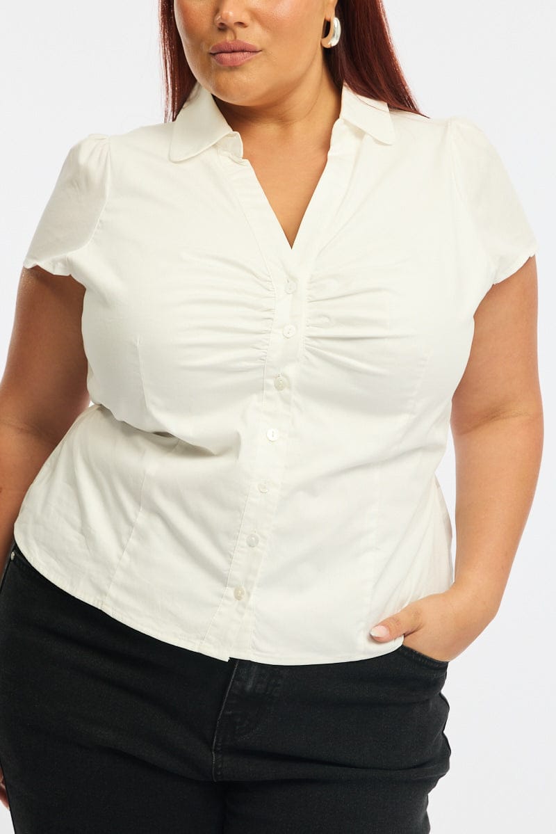White Fitted Shirt Short Sleeve