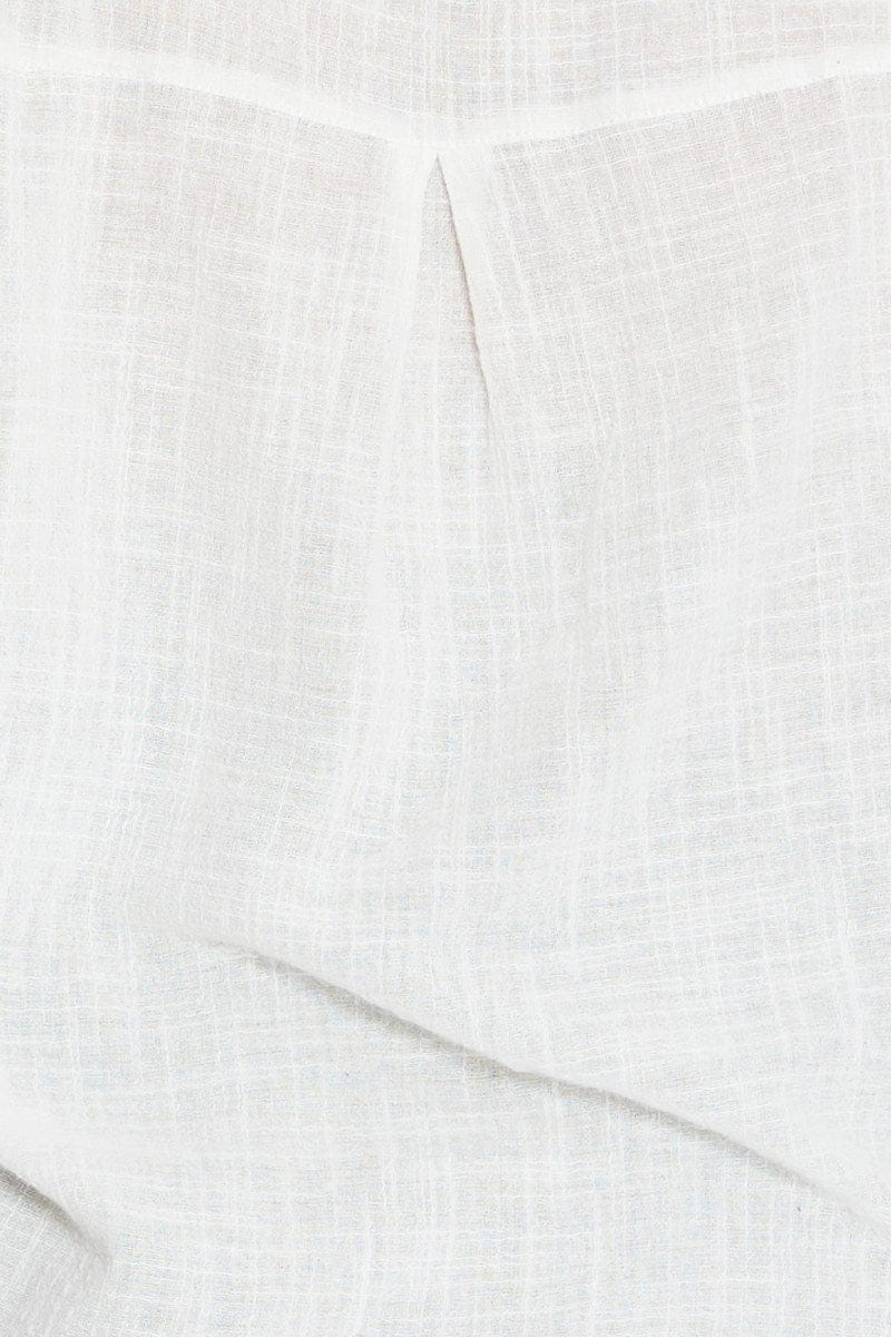 White V-Neck Shirt Short Sleeve Textured