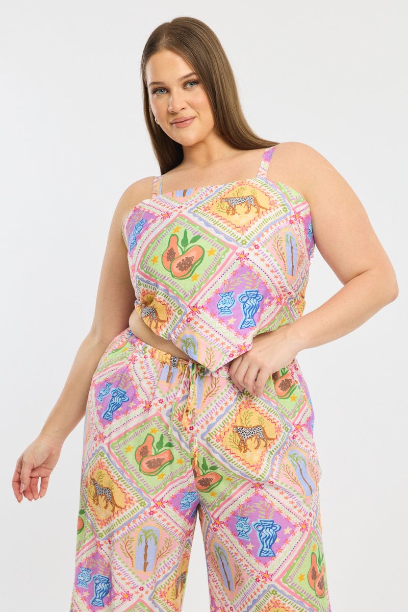 Multi Abstract Scarf To Sleeveless Textured