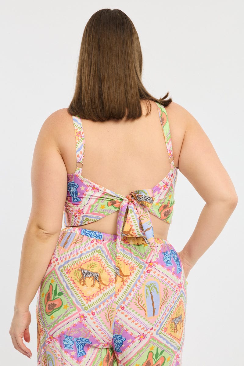 Multi Abstract Scarf To Sleeveless Textured