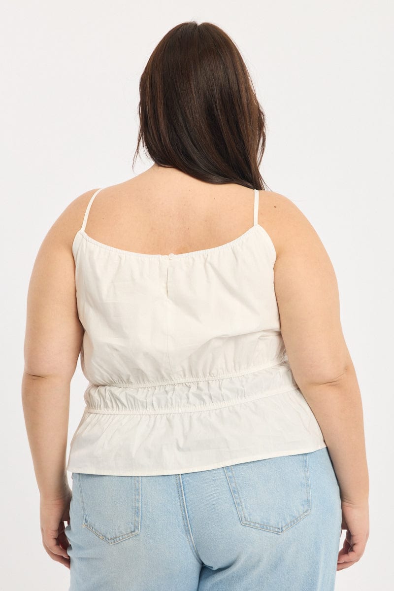 White Ruched Top Sleeveless