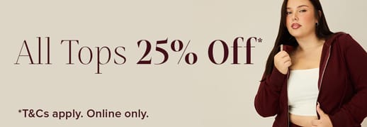 All Tops 25% Off* at You And All Curve Plus Size