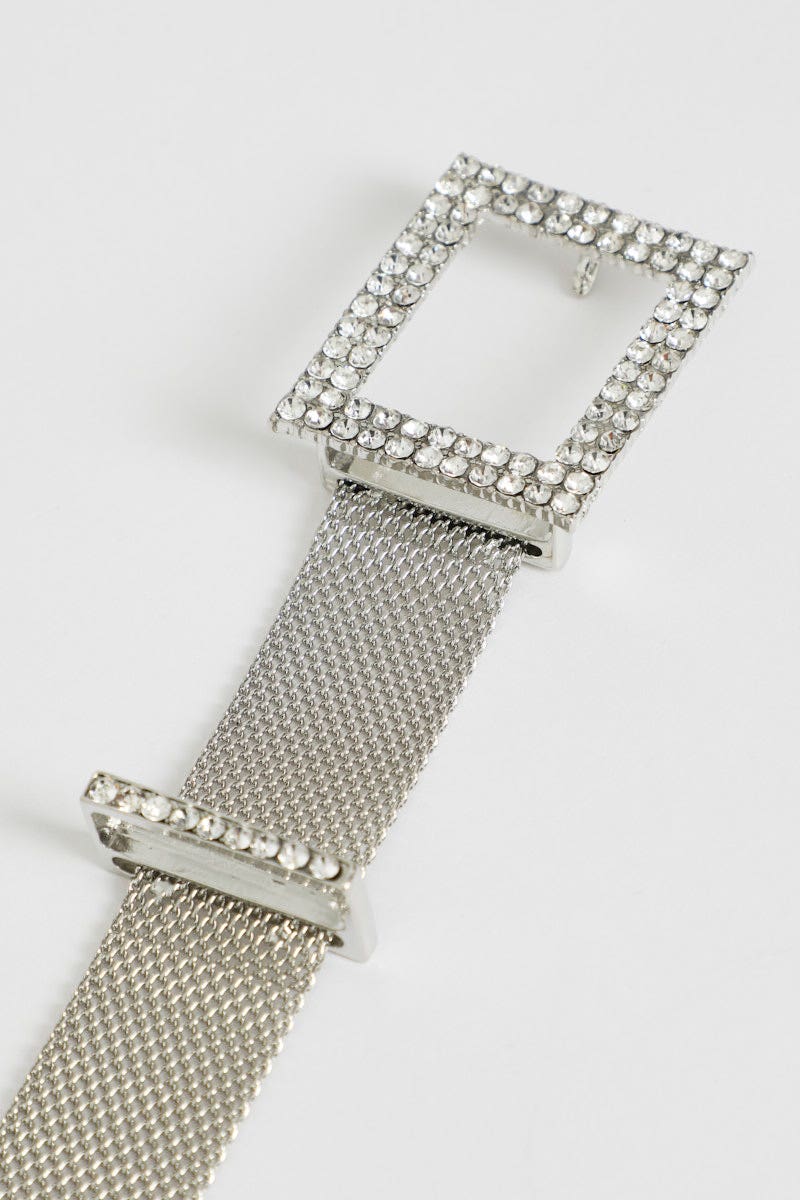 SILVER Diamante Buckle Belt