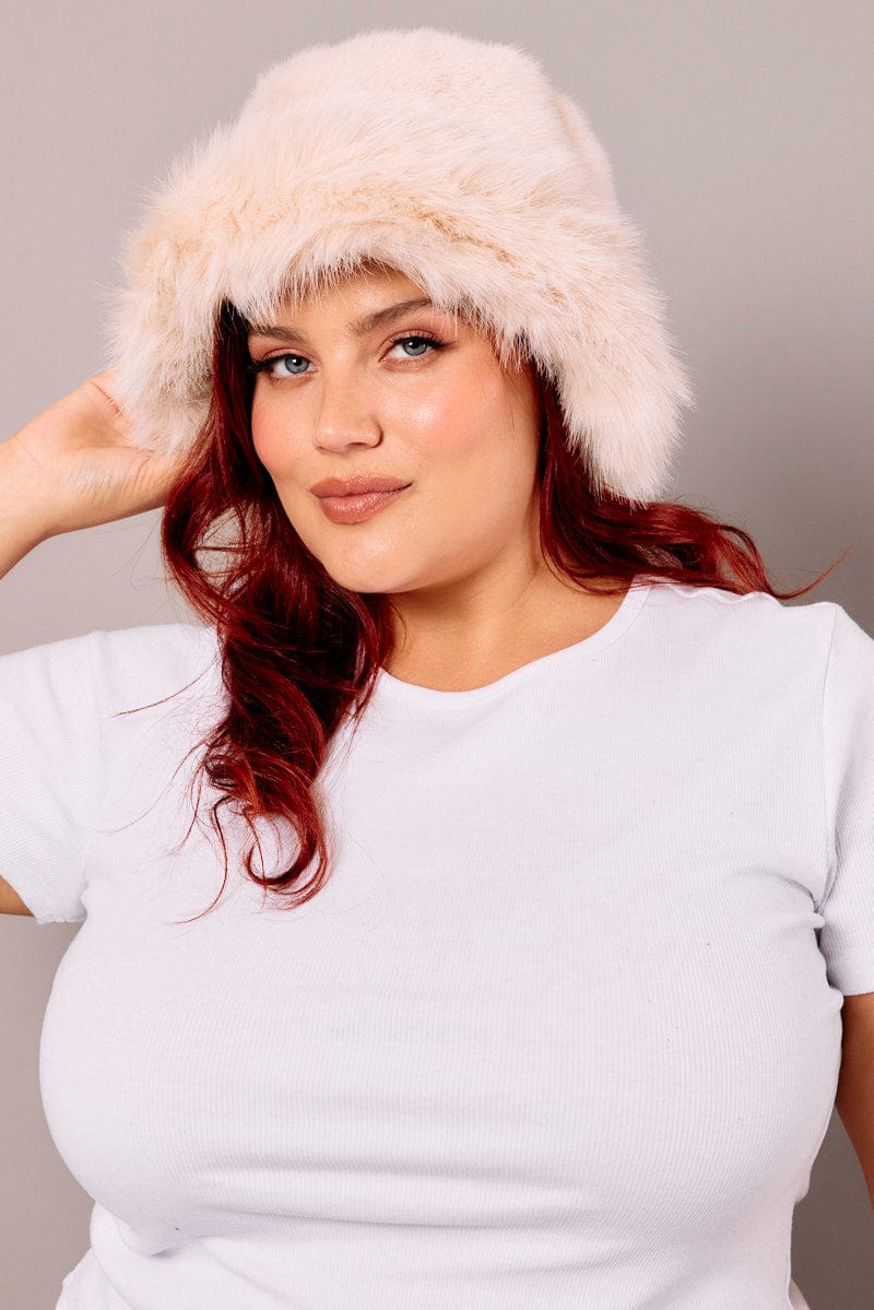 Beige Faux Fur Hat for YouandAll Fashion