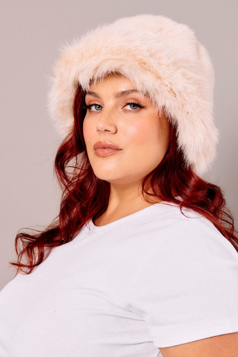Beige Faux Fur Hat for YouandAll Fashion