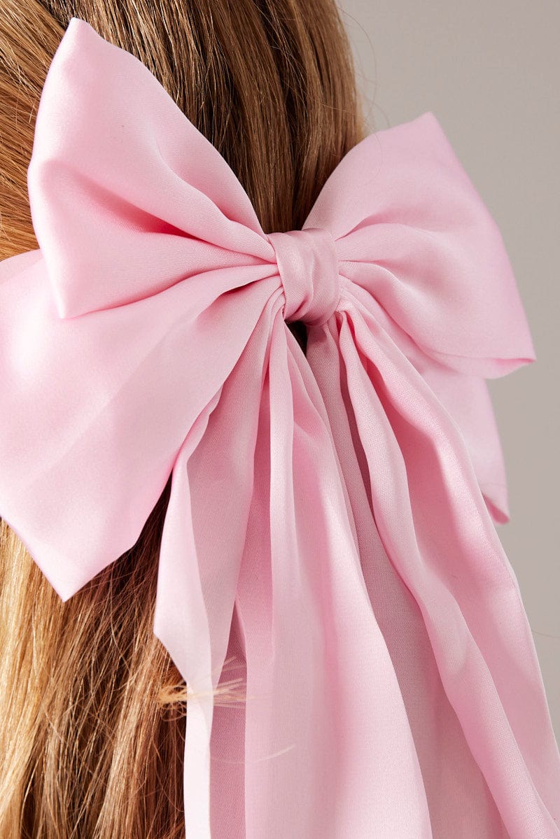 Pink Large Bow Hair Clip for YouandAll Fashion