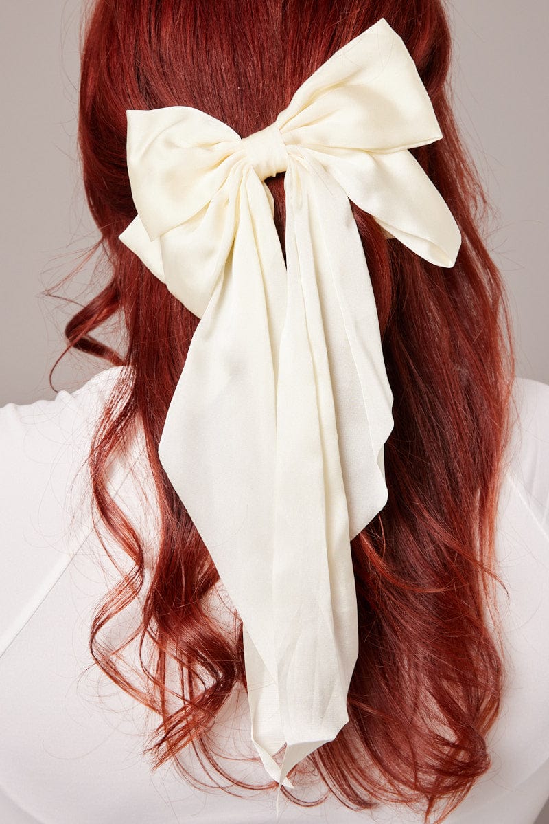 White Large Bow Hair Clip for YouandAll Fashion