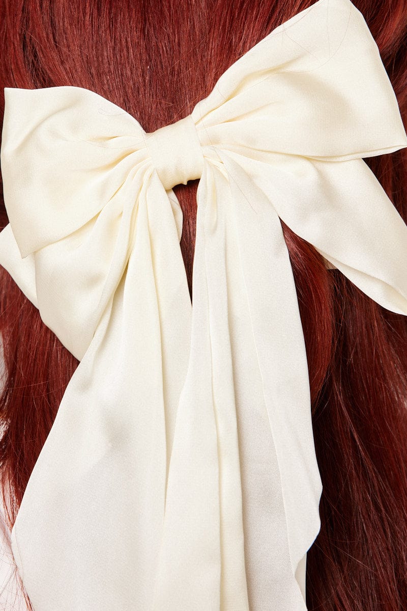 White Large Bow Hair Clip for YouandAll Fashion