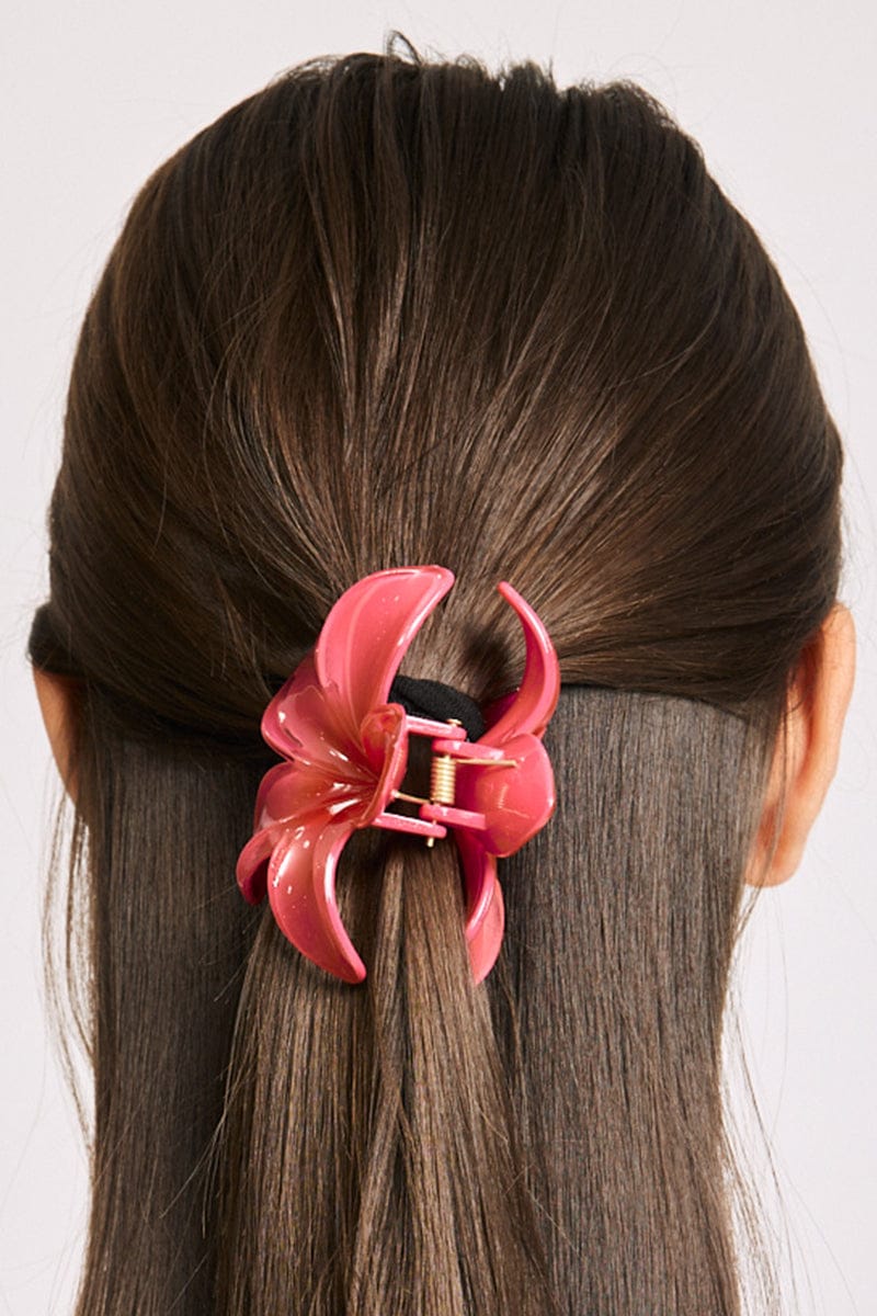 Pink Hibiscus Flower Claw Clip for YouandAll Fashion