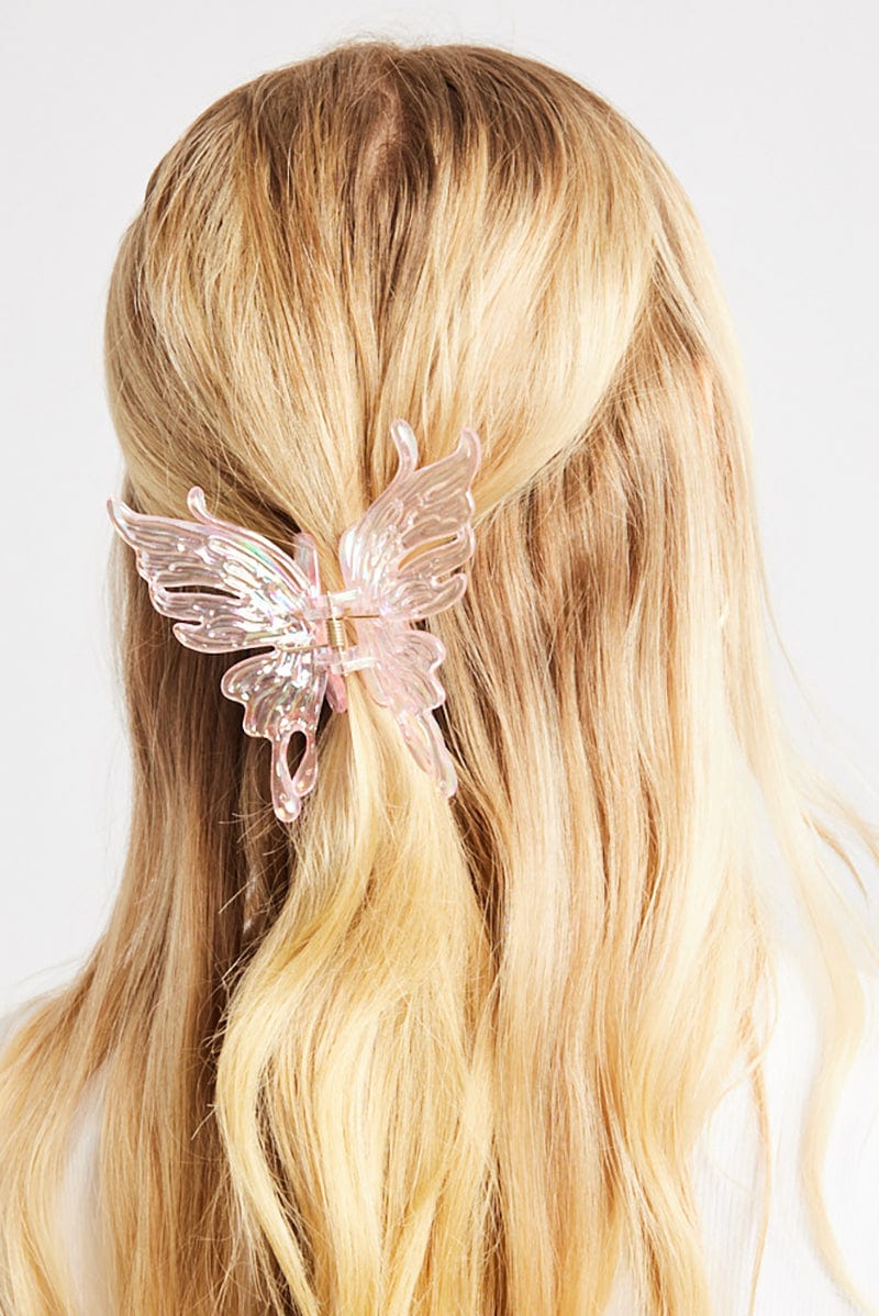 Pink Iridescent Butterfly Claw Clip for YouandAll Fashion