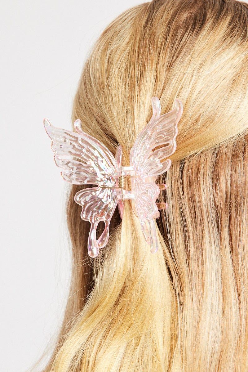 Pink Iridescent Butterfly Claw Clip for YouandAll Fashion