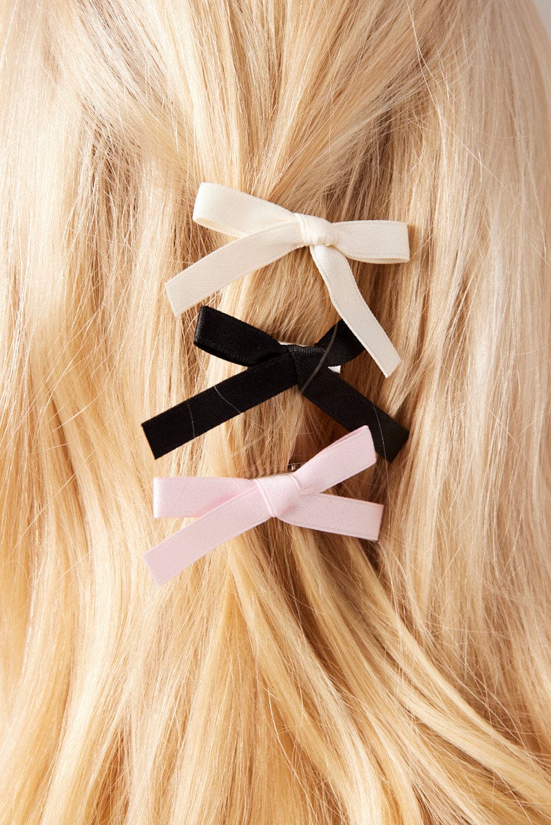 Multi 6 Pack Mini Satin Bow Hair Clips for YouandAll Fashion