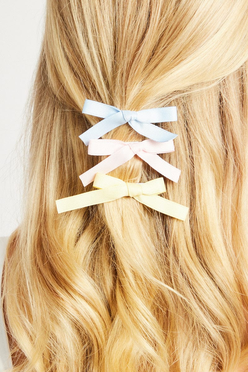 Multi 6 Pack Mini Satin Bow Hair Clips for YouandAll Fashion