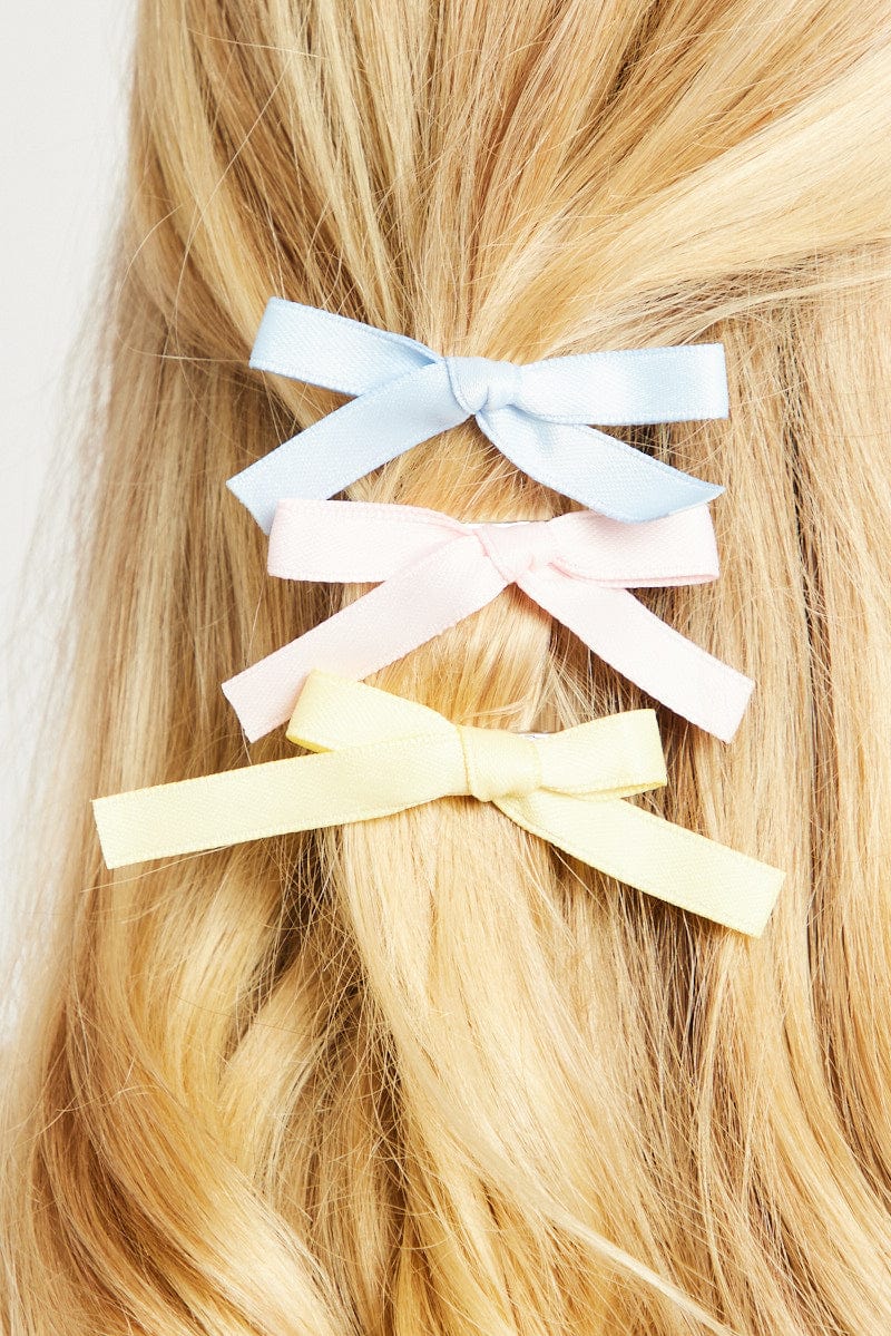 Multi 6 Pack Mini Satin Bow Hair Clips for YouandAll Fashion