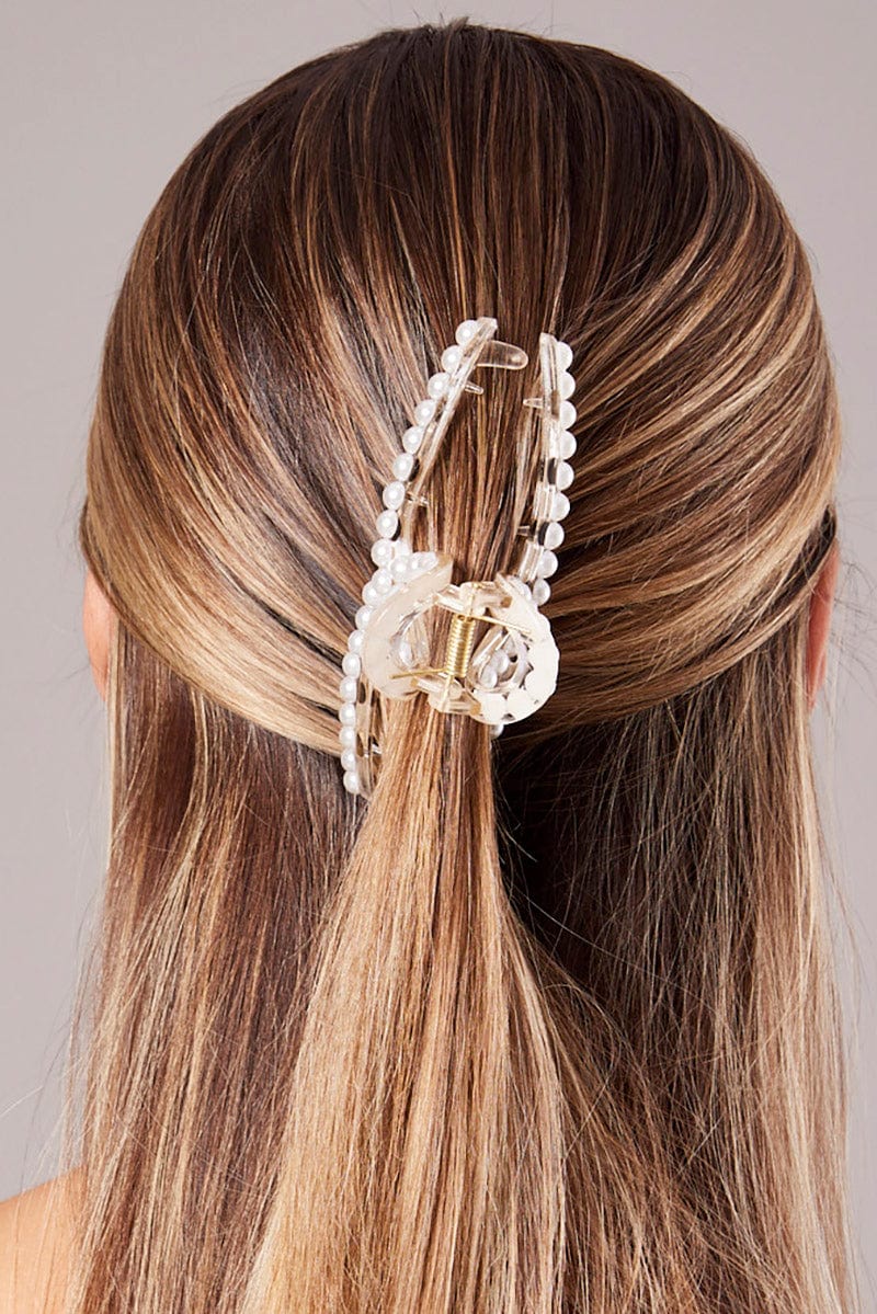White Pearl Claw Clip for YouandAll Fashion