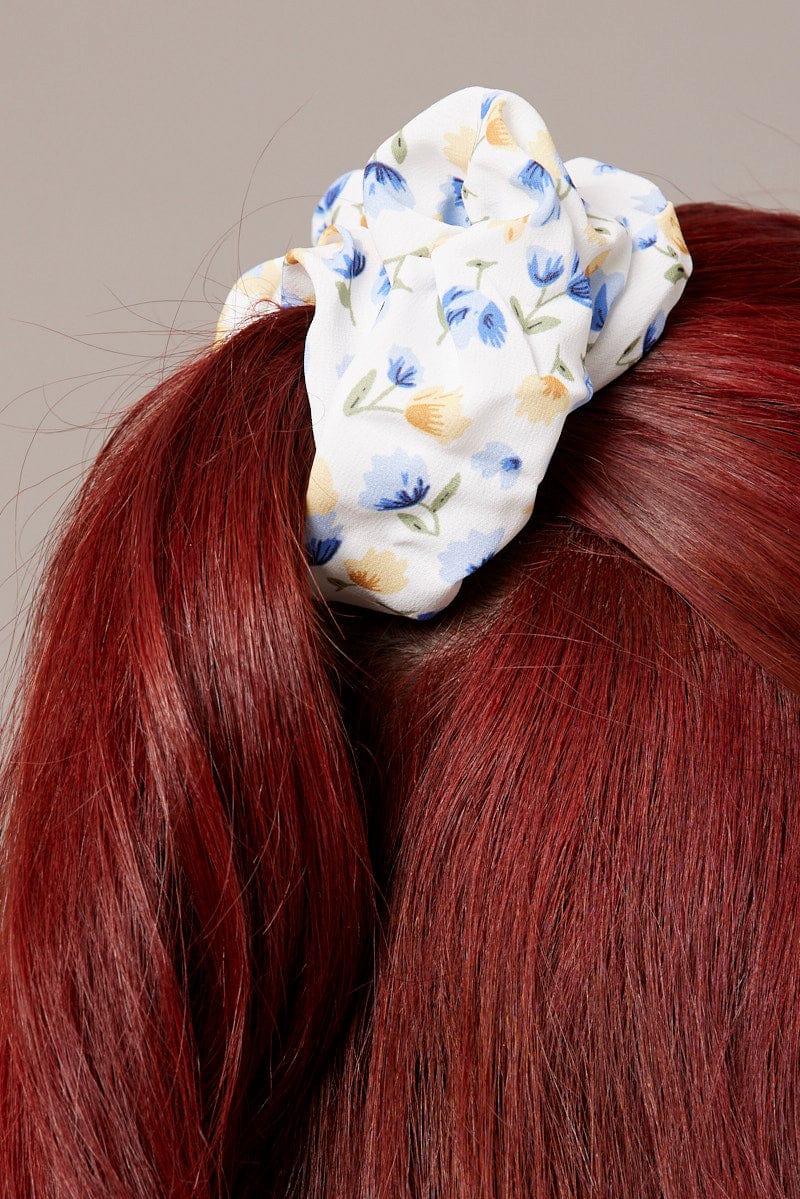 Blue Floral Scrunchie for YouandAll Fashion